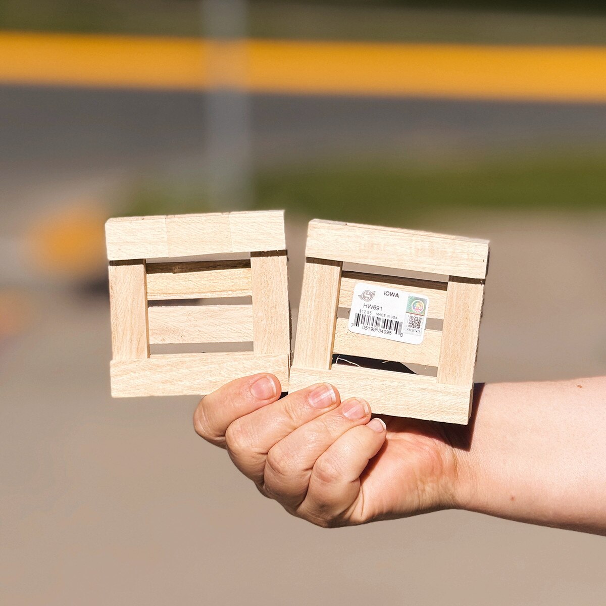 Walking Cy Iowa State Cyclones Pallet Coasters 2-Pack 4-inch x 4-inch back